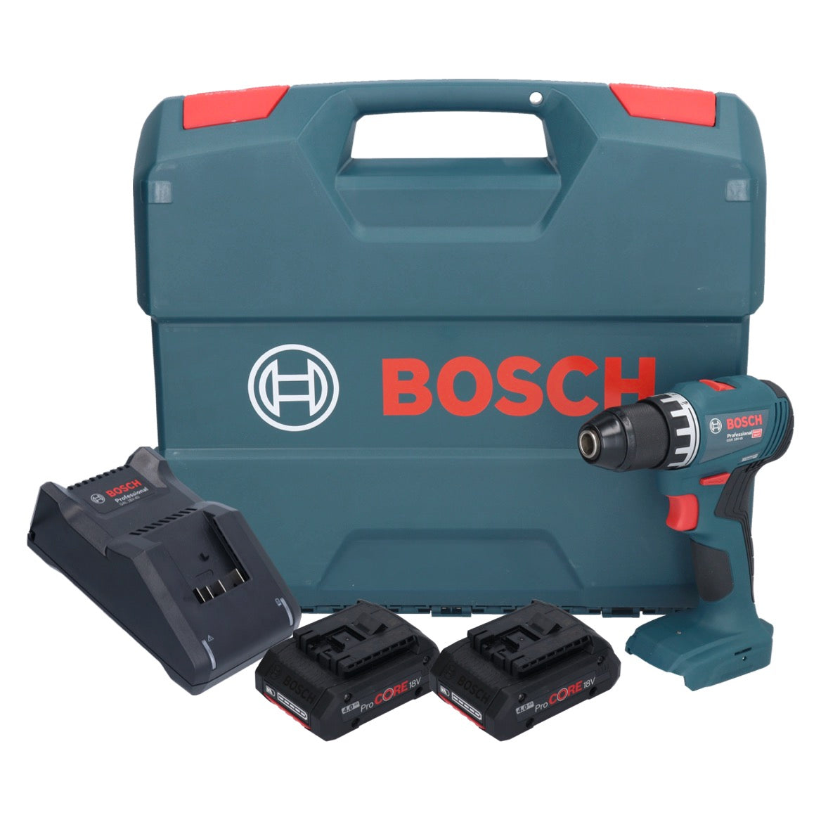 Bosch GSR 18V-45 Professional Akku Bohrschrauber 18 V 45 Nm Brushless + 2x ProCORE Akku 4,0 Ah + Ladegerät + L-Case