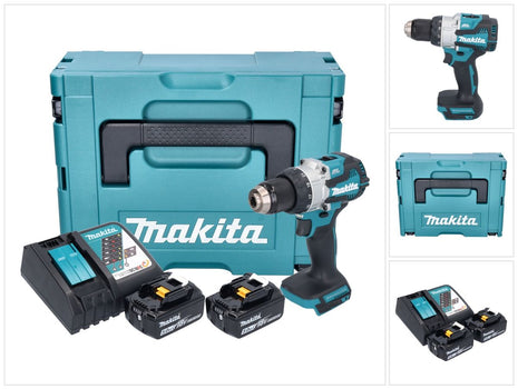 Makita DHP 489 RTJ perceuse à percussion sans fil 18 V 73 Nm sans balai + 2x batteries 5,0 Ah + chargeur + Makpac