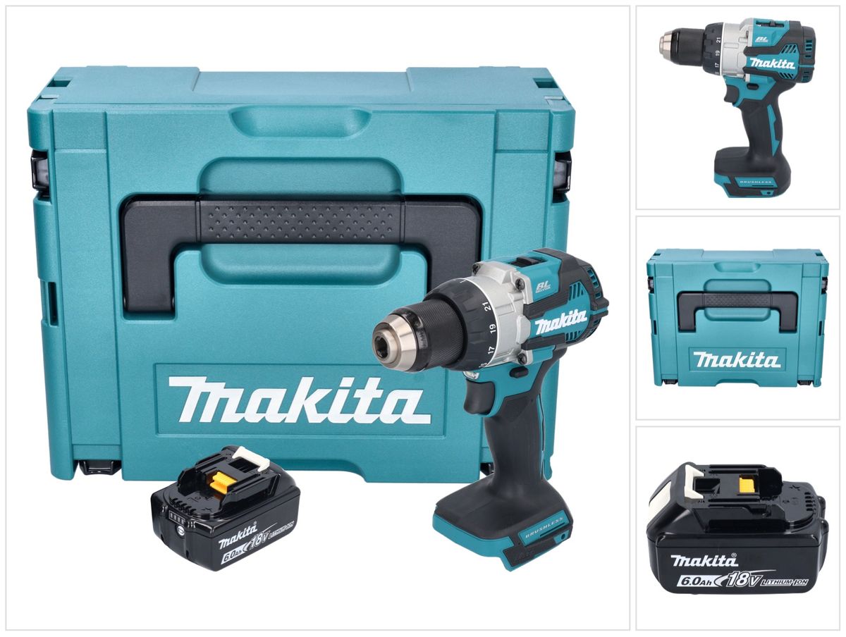 Makita DDF 489 G1J Akku Bohrschrauber 18 V 73 Nm Brushless + 1x Akku 6,0 Ah + Makpac - ohne Ladegerät