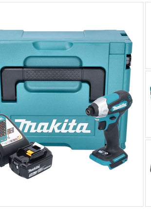 Makita DTD 157 RF1J clé à chocs sans fil 18 V 140 Nm 1/4" sans balai + 1x batterie 3,0 Ah + chargeur + Makpac