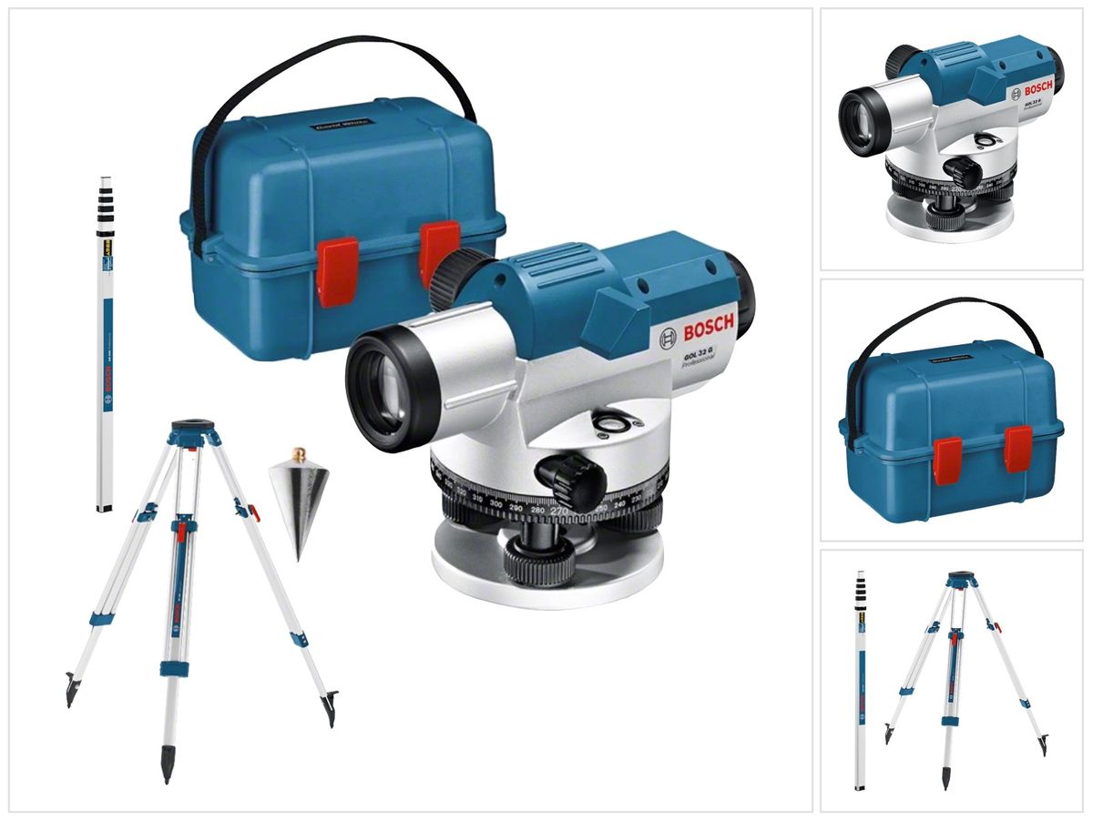 Bosch GOL 32 G Niveau optique professionnel 400 Gon 120 m IP 54 (06159940AY) + trépied BT 160 + toise GR 500 + étui