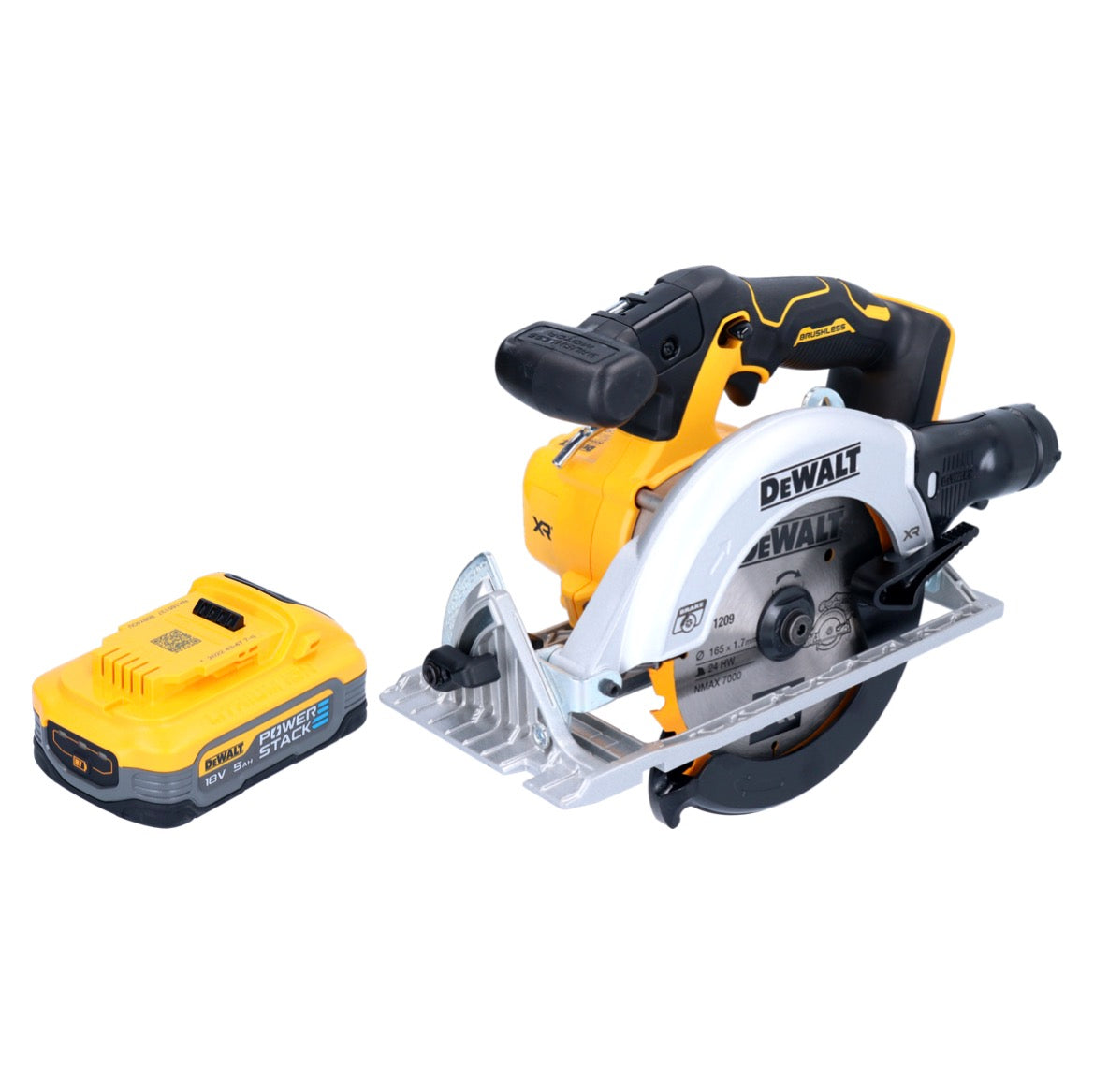 DeWalt DCS 565 N Akku Handkreissäge 18 V 165 mm Brushless + 1x Powerstack Akku 5,0 Ah - ohne Ladegerät