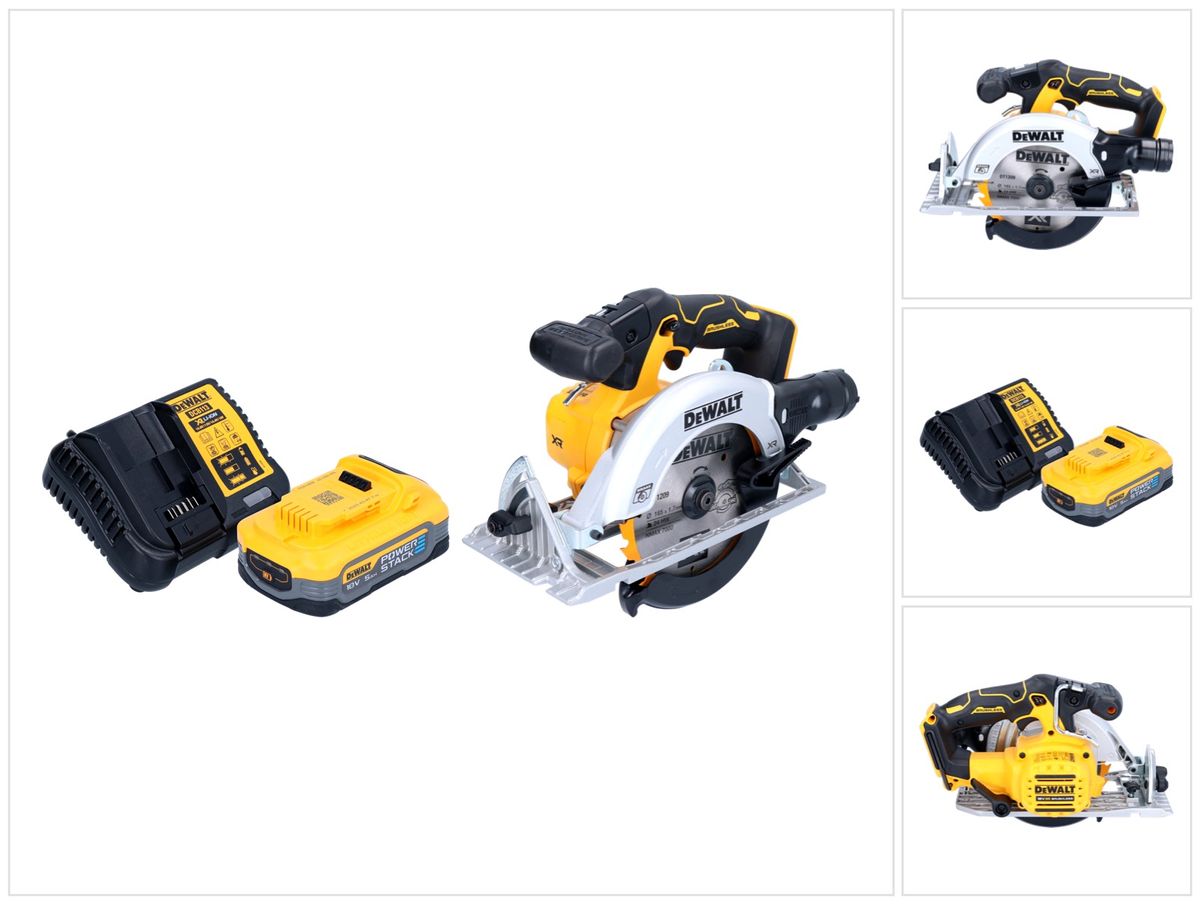 DeWalt DCS 565 H1 Akku Handkreissäge 18 V 165 mm Brushless + 1x Powerstack Akku 5,0 Ah + Ladegerät