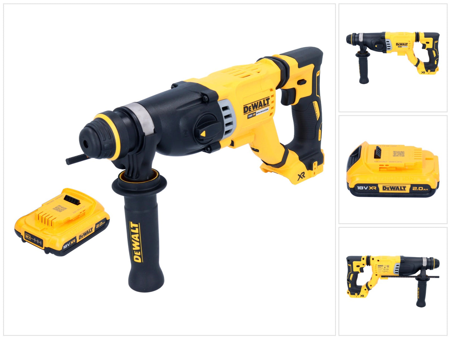 DeWalt DCH 263 N Akku Kombihammer 18 V 3 J SDS Plus Brushless + 1x Akku 2,0 Ah - ohne Ladegerät