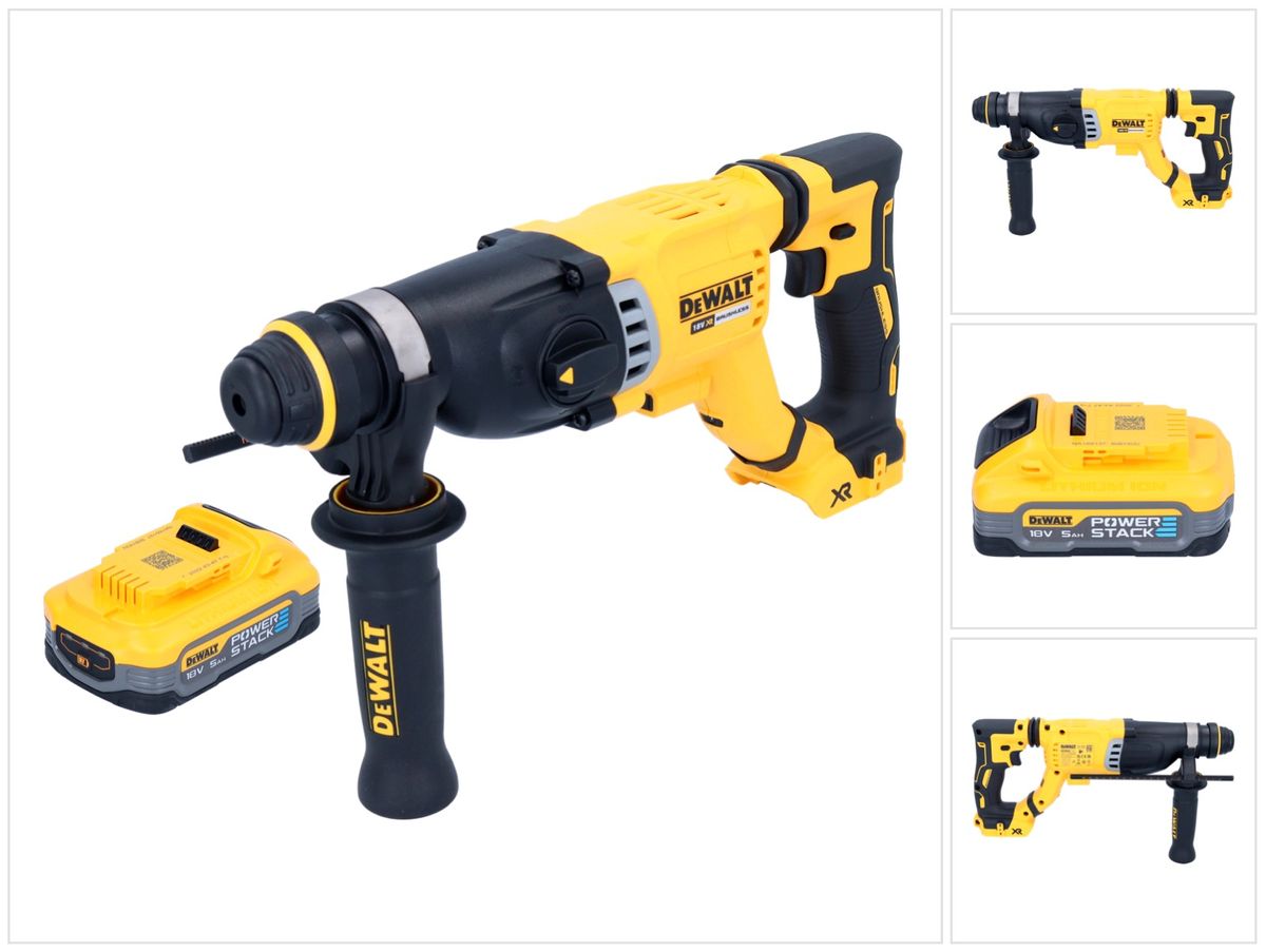 DeWalt DCH 263 N Akku Kombihammer 18 V 3 J SDS Plus Brushless + 1x Powerstack Akku 5,0 Ah - ohne Ladegerät