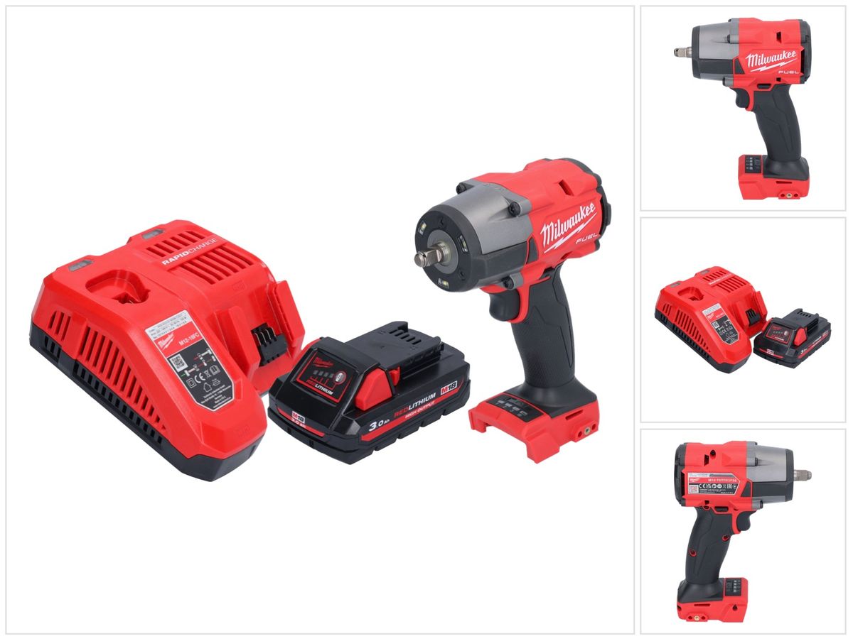 Milwaukee M18 FMTIW2F38-301 Akku Schlagschrauber 18 V 745 Nm 3/8" Brushless + 1x Akku 3,0 Ah + Ladegerät