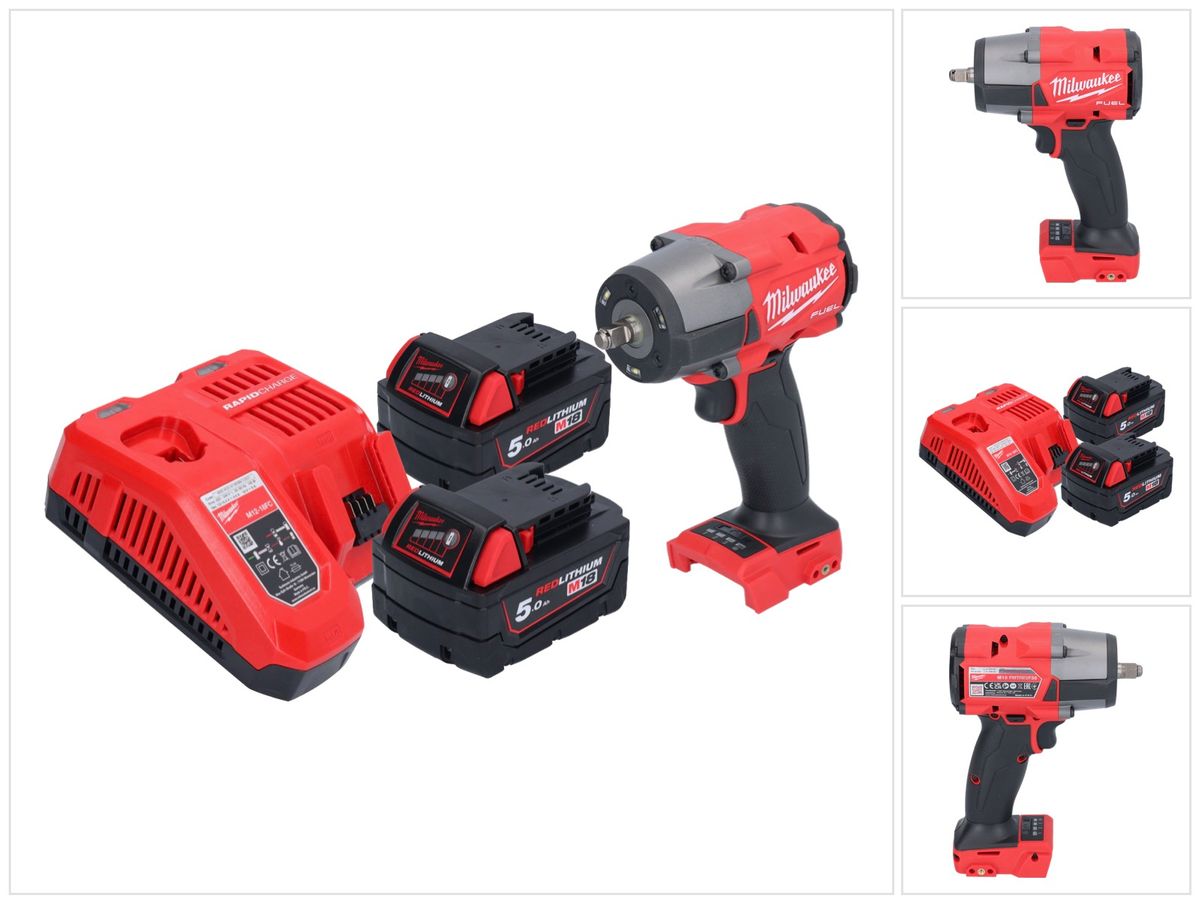 Milwaukee M18 FMTIW2F38-502 Akku Schlagschrauber 18 V 745 Nm 3/8" Brushless + 2x Akku 5,0 Ah + Ladegerät