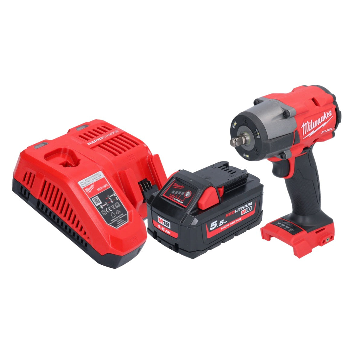 Milwaukee M18 FMTIW2F38-551 Akku Schlagschrauber 18 V 745 Nm 3/8" Brushless + 1x Akku 5,5 Ah + Ladegerät