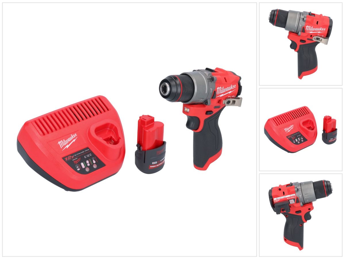 Perceuse à percussion sans fil Milwaukee M12 FPD2-251 12 V 45 Nm sans balais + 1 batterie 2,5 Ah + chargeur