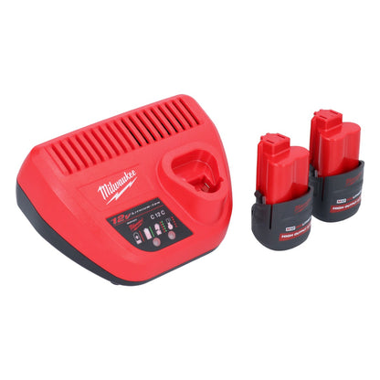 Perceuse à percussion sans fil Milwaukee M12 FPD2-252 12 V 45 Nm sans balais + 2 batteries 2,5 Ah + chargeur