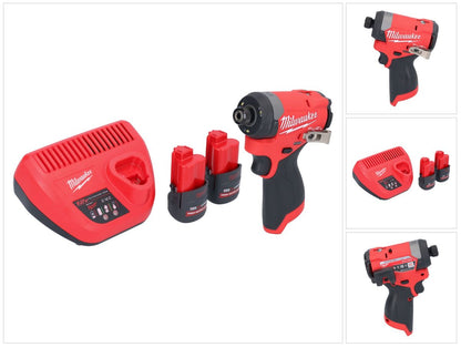 Milwaukee M12 FID2-252 Akku Schlagschrauber 12 V 170 Nm 1/4" Brushless + 2x Akku 2,5 Ah + Ladegerät