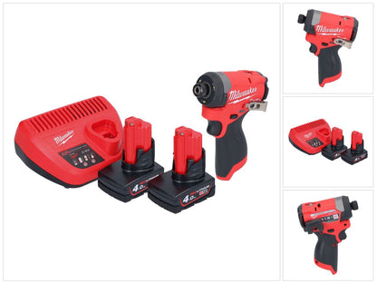 Milwaukee M12 FID2-402 Akku Schlagschrauber 12 V 170 Nm 1/4" Brushless + 2x Akku 4,0 Ah + Ladegerät