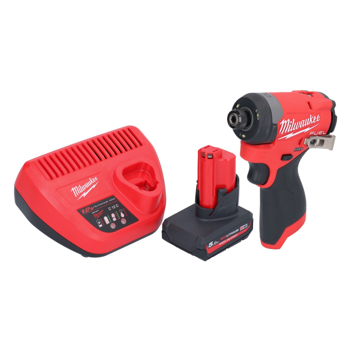 Clé à chocs sans fil Milwaukee M12 FID2-501 12 V 170 Nm 1/4" sans balai + 1x batterie 5,0 Ah + chargeur