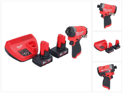 Milwaukee M12 FID2-602 Akku Schlagschrauber 12 V 170 Nm 1/4" Brushless + 2x Akku 6,0 Ah + Ladegerät