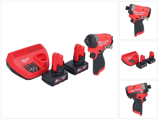 Clé à chocs sans fil Milwaukee M12 FID2-602 12 V 170 Nm 1/4" brushless + 2x batteries 6,0 Ah + chargeur