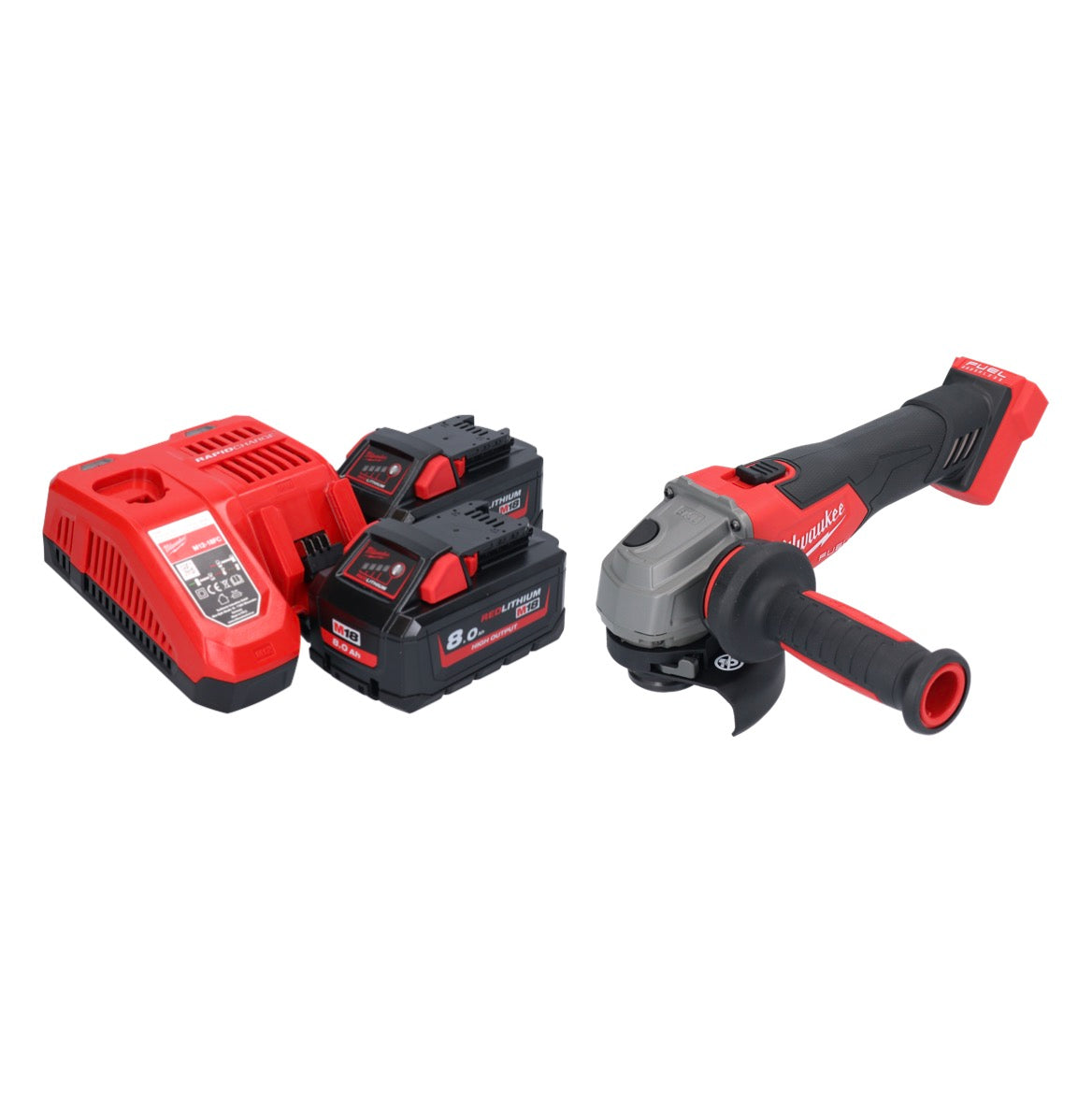 Meuleuse d'angle sur batterie Milwaukee M18 FSAG115X-802 18 V 115 mm sans balais + 2x batteries 8,0 Ah + chargeur