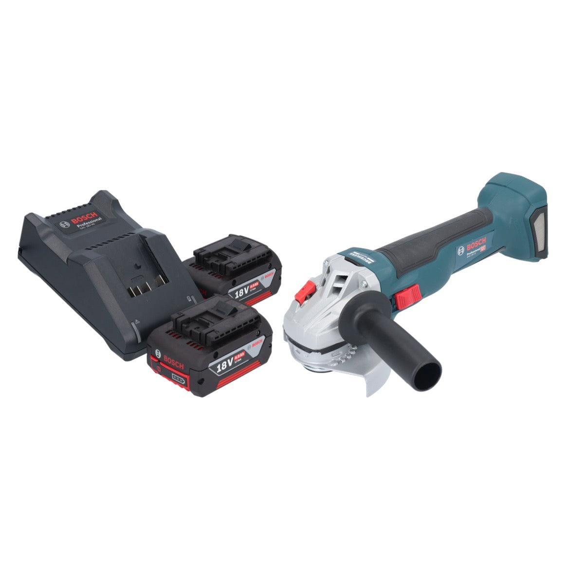 Bosch GWS 18V-10 Professional Akku Winkelschleifer 18 V 115 mm Brushless + 2x Akku 4,0 Ah + Ladegerät