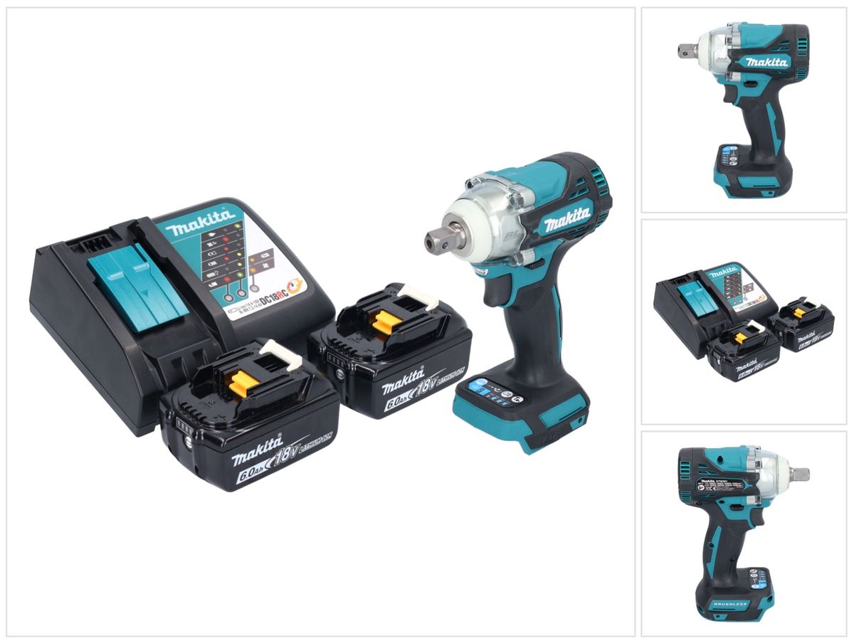 Makita DTW 301 RG Akku Schlagschrauber 18 V 330 Nm 1/2" Brushless + 2x Akku 6,0 Ah + Ladegerät