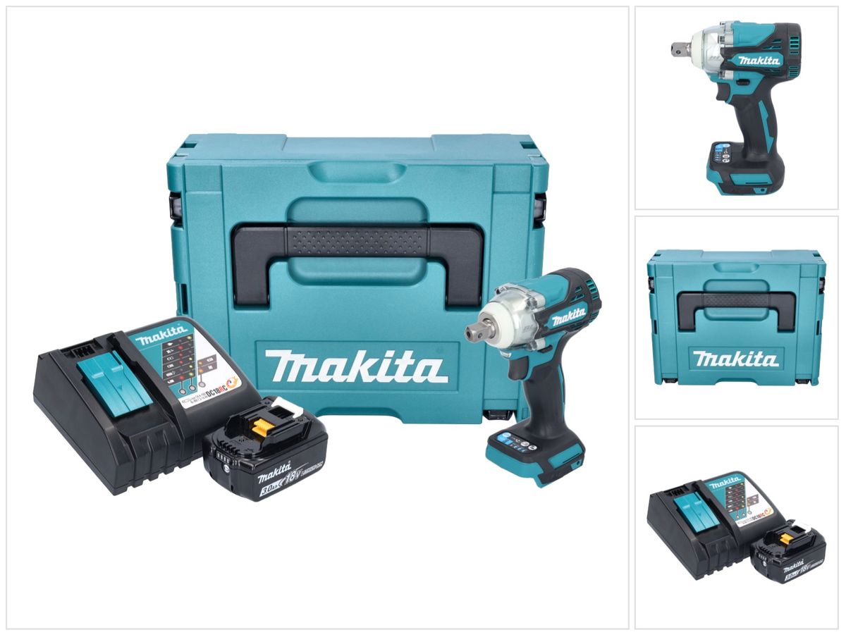 Makita DTW 301 RF1J clé à chocs sans fil 18 V 330 Nm 1/2" sans balai + 1x batterie 3,0 Ah + chargeur + Makpac