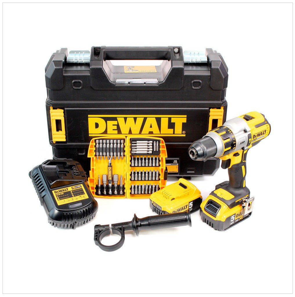 Dewalt DCD 995 P2 Akku Schlagbohrschrauber 18V 80Nm + 2x Akku 5,0Ah + Ladegerät + Bit Set 45tlg. + TSTAK - Toolbrothers