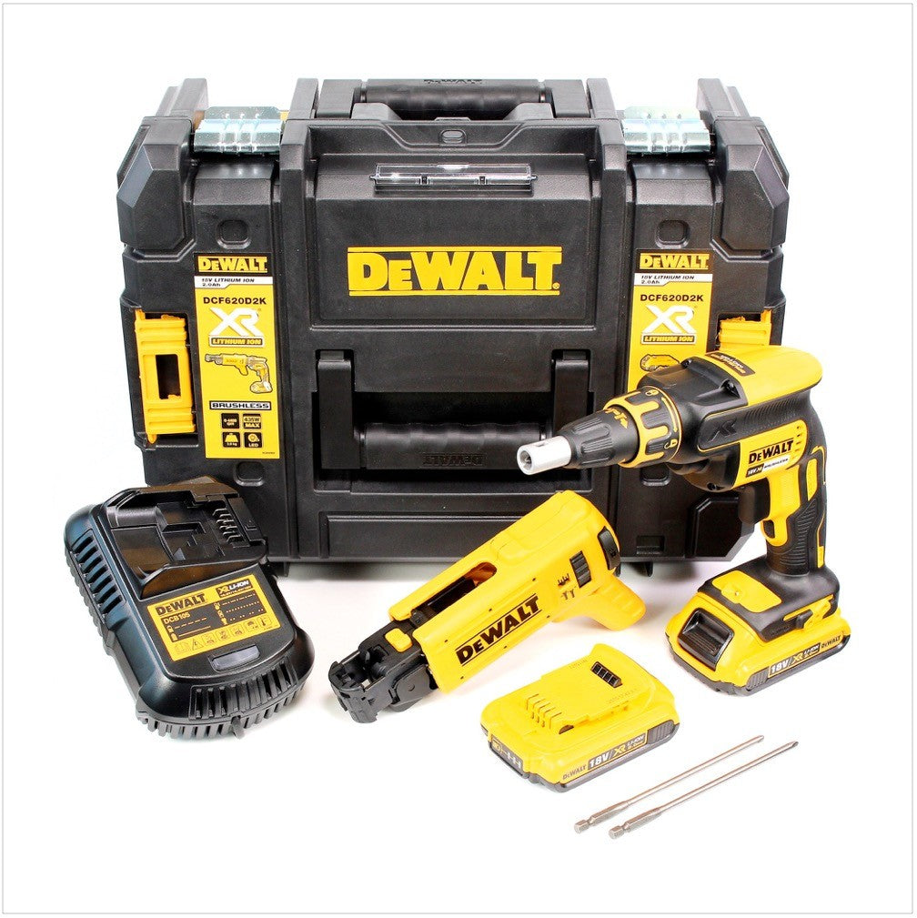 DeWalt DCF 620 D2K Akku Trockenbauschrauber 18V 1/4" Brushless + 2x Akku 2,0Ah + Schnellladegerät + TSTAK - Toolbrothers