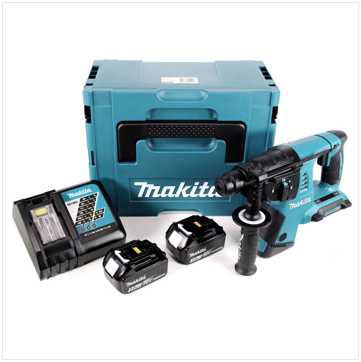 Makita DHR 263 RFJ 2x18V / 36 V SDS-Plus Akku Bohrhammer mit 2 x 3,0 Ah Akku + DC18RC Ladegerät im Makpac 4 - Toolbrothers