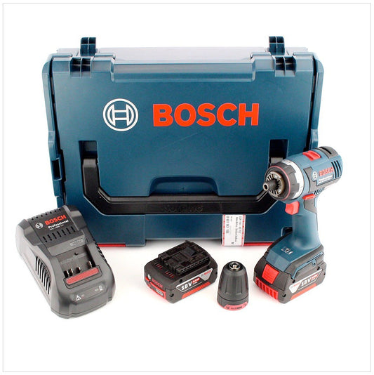 Bosch GSR 18 V-EC FC2 Akku Bohrschrauber mit Bohrfutteraufsatz GFA FC2 + 2x GBA 5,0 Ah Akkus + Ladegerät GAL 1880 CV + L-Boxx - Toolbrothers