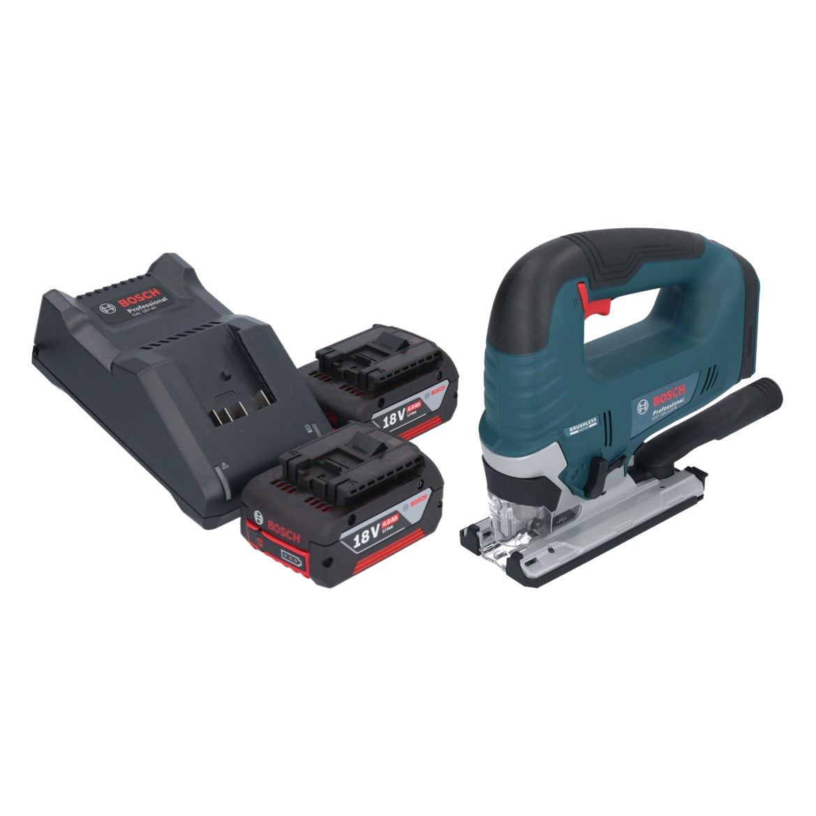 Bosch GST 18V-125 B Professional Akku Stichsäge 18 V 125 mm Brushless + 2x Akku 4,0 Ah + Ladegerät