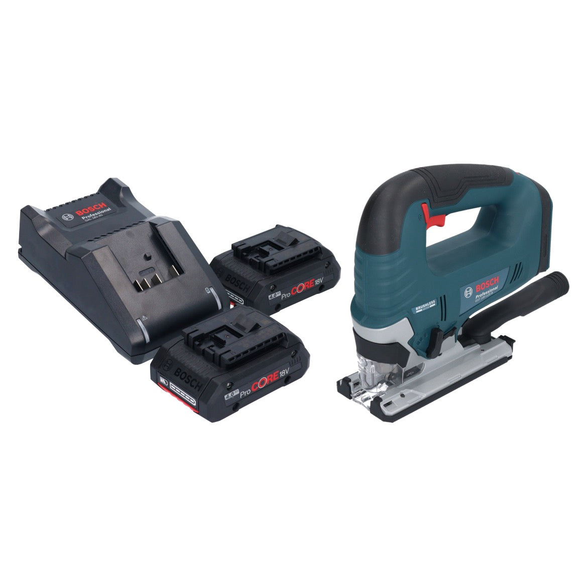 Bosch GST 18V-125 B Professional Akku Stichsäge 18 V 125 mm Brushless + 2x ProCORE Akku 4,0 Ah + Ladegerät