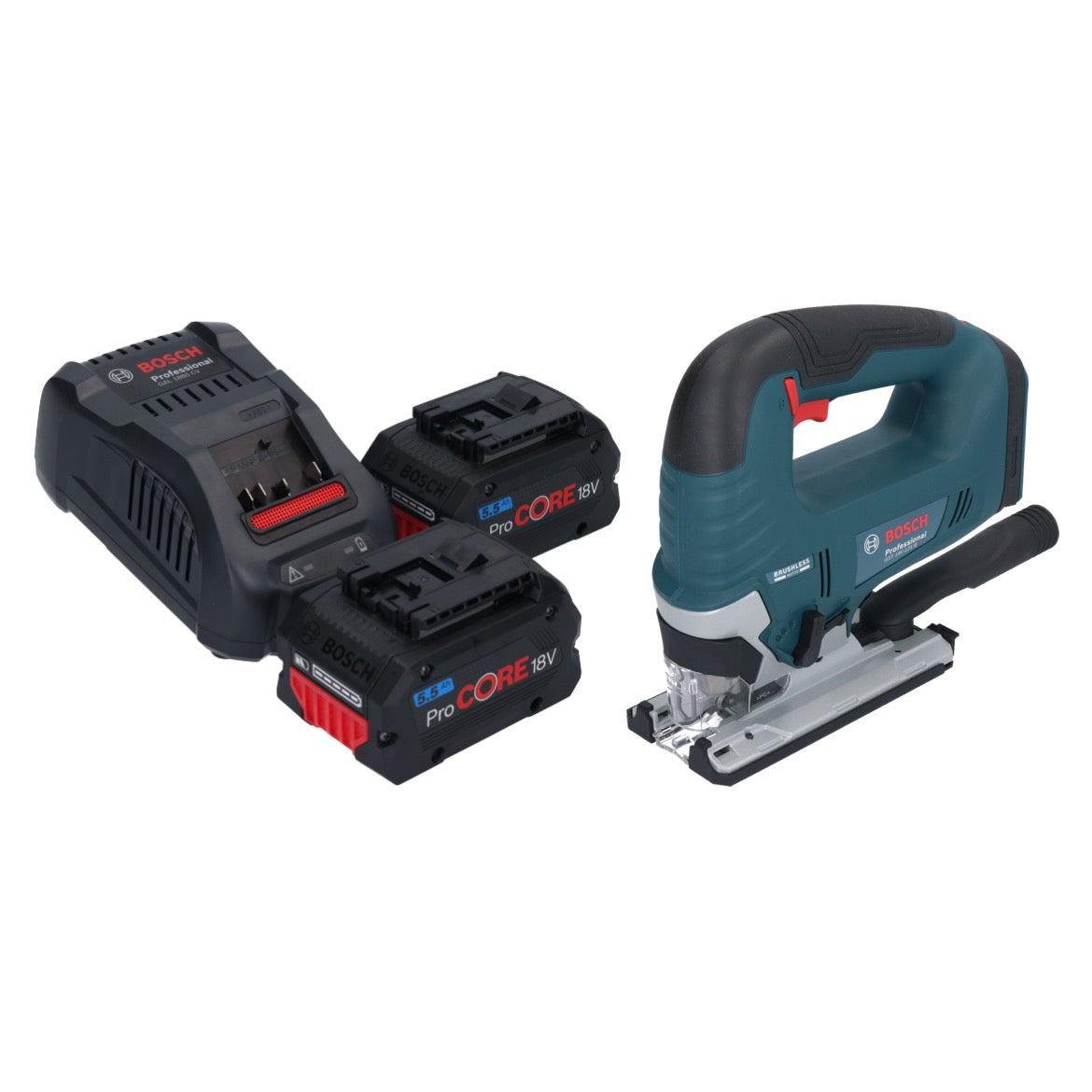 Bosch GST 18V-125 B Professional Akku Stichsäge 18 V 125 mm Brushless + 2x ProCORE Akku 5,5 Ah + Ladegerät