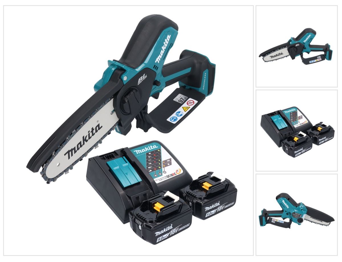 Tronçonneuse à batterie Makita DUC 150 RT2 18 V 15 cm sans balais + 2x batteries 5,0 Ah + chargeur