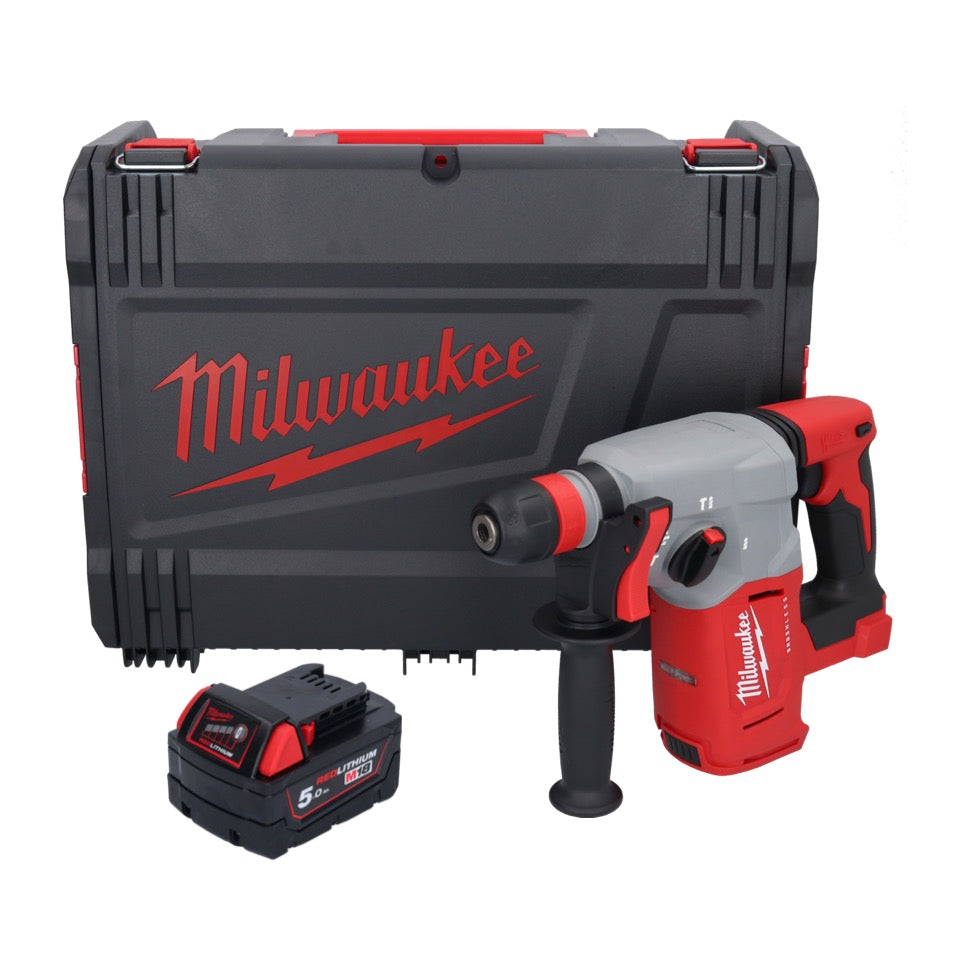 Marteau combiné à batterie Milwaukee M18 BLHX-501X 18 V 2,3 J sans balais + 1x batterie 5,0 Ah + boîtier HD - sans chargeur