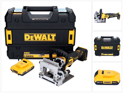 DeWalt DCW 682 NT Akku Flachdübelfräse 18 V 102 x 20 mm Brushless + 1x Akku 2,0 Ah + TSTAK - ohne Ladegerät