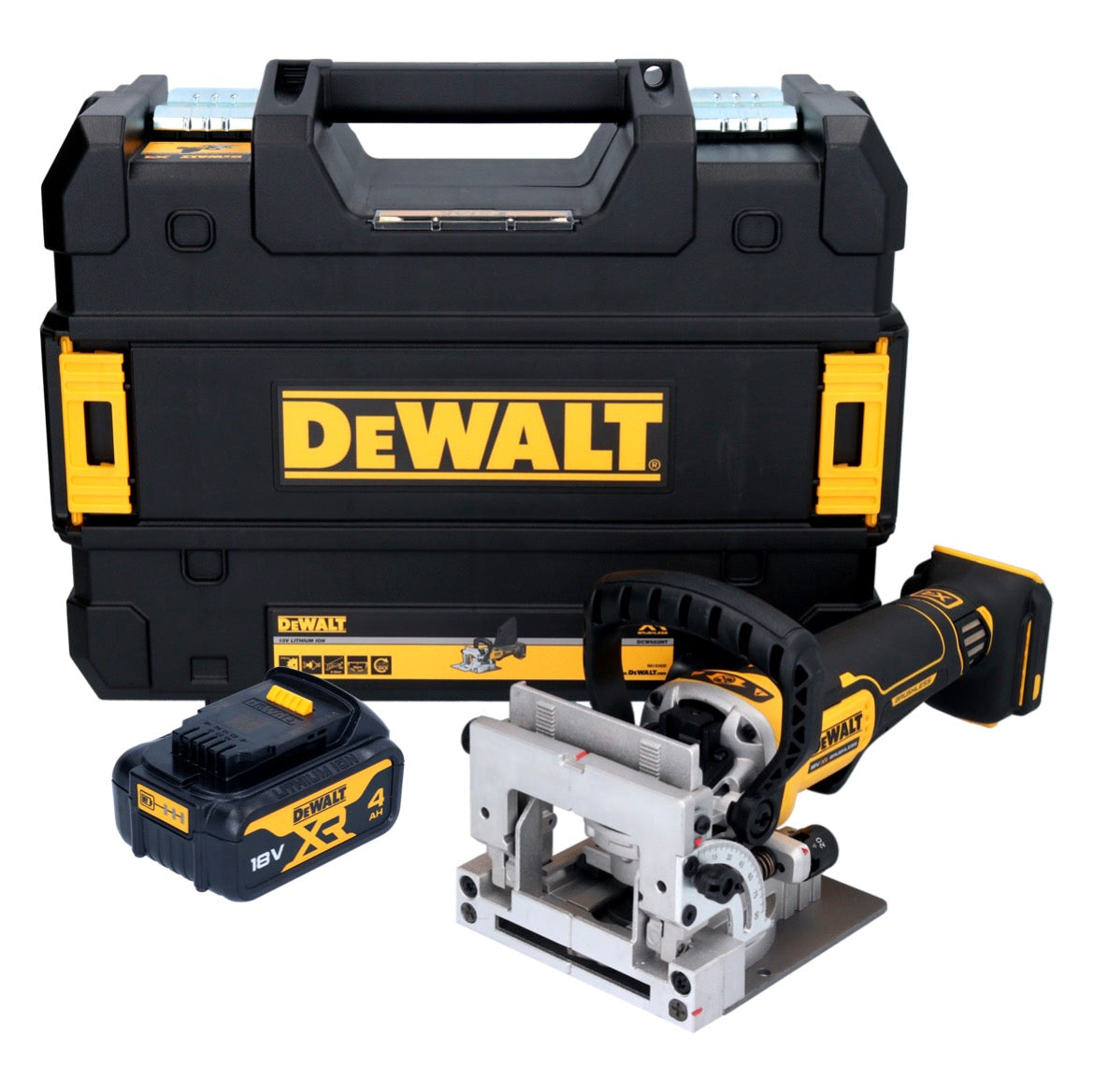 DeWalt DCW 682 NT Akku Flachdübelfräse 18 V 102 x 20 mm Brushless + 1x Akku 4,0 Ah + TSTAK - ohne Ladegerät