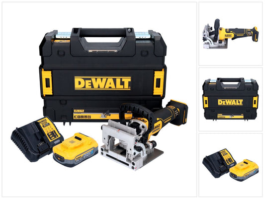 DeWalt DCW 682 H1T Akku Flachdübelfräse 18 V 102 x 20 mm Brushless + 1x Powerstack Akku 5,0 Ah + Ladegerät + TSTAK