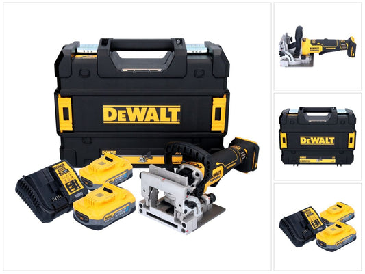 DeWalt DCW 682 H2T Akku Flachdübelfräse 18 V 102 x 20 mm Brushless + 2x Powerstack Akku 5,0 Ah + Ladegerät + TSTAK