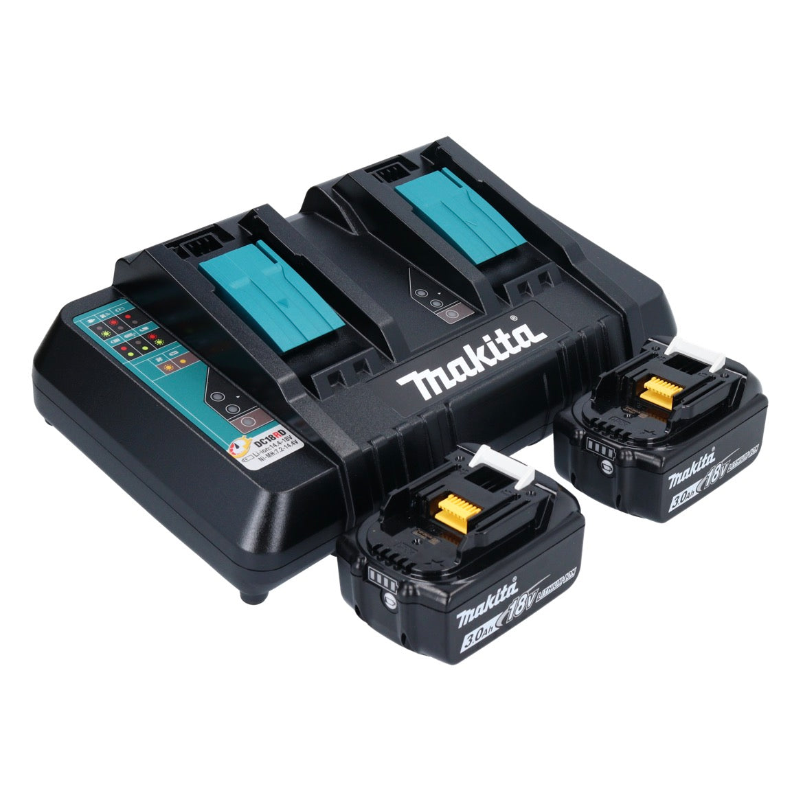 Makita DHS 900 PF2U scie circulaire à batterie 36 V (2x 18 V) 235 mm sans balais + 2x batterie 3,0 Ah + double chargeur + adaptateur Bluetooth