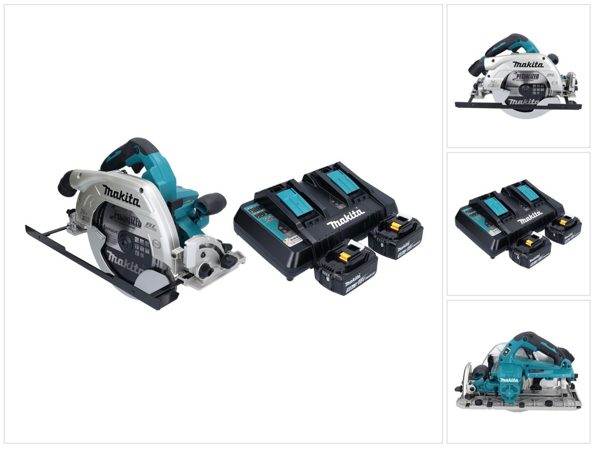 Makita DHS 900 PT2U scie circulaire à batterie 36 V (2x 18 V) 235 mm sans balais + 2x batterie 5,0 Ah + double chargeur + adaptateur Bluetooth