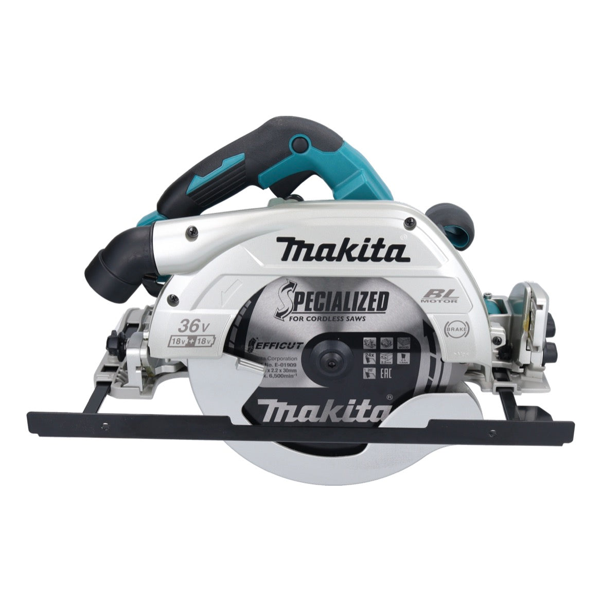 Makita DHS 900 PT2U scie circulaire à batterie 36 V (2x 18 V) 235 mm sans balais + 2x batterie 5,0 Ah + double chargeur + adaptateur Bluetooth