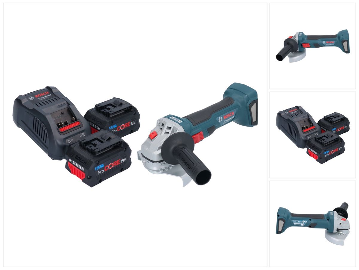 Bosch GWS 18V-7 Professional Akku Winkelschleifer 18 V 125 mm Brushless + 2x ProCORE Akku 5,5 Ah + Ladegerät