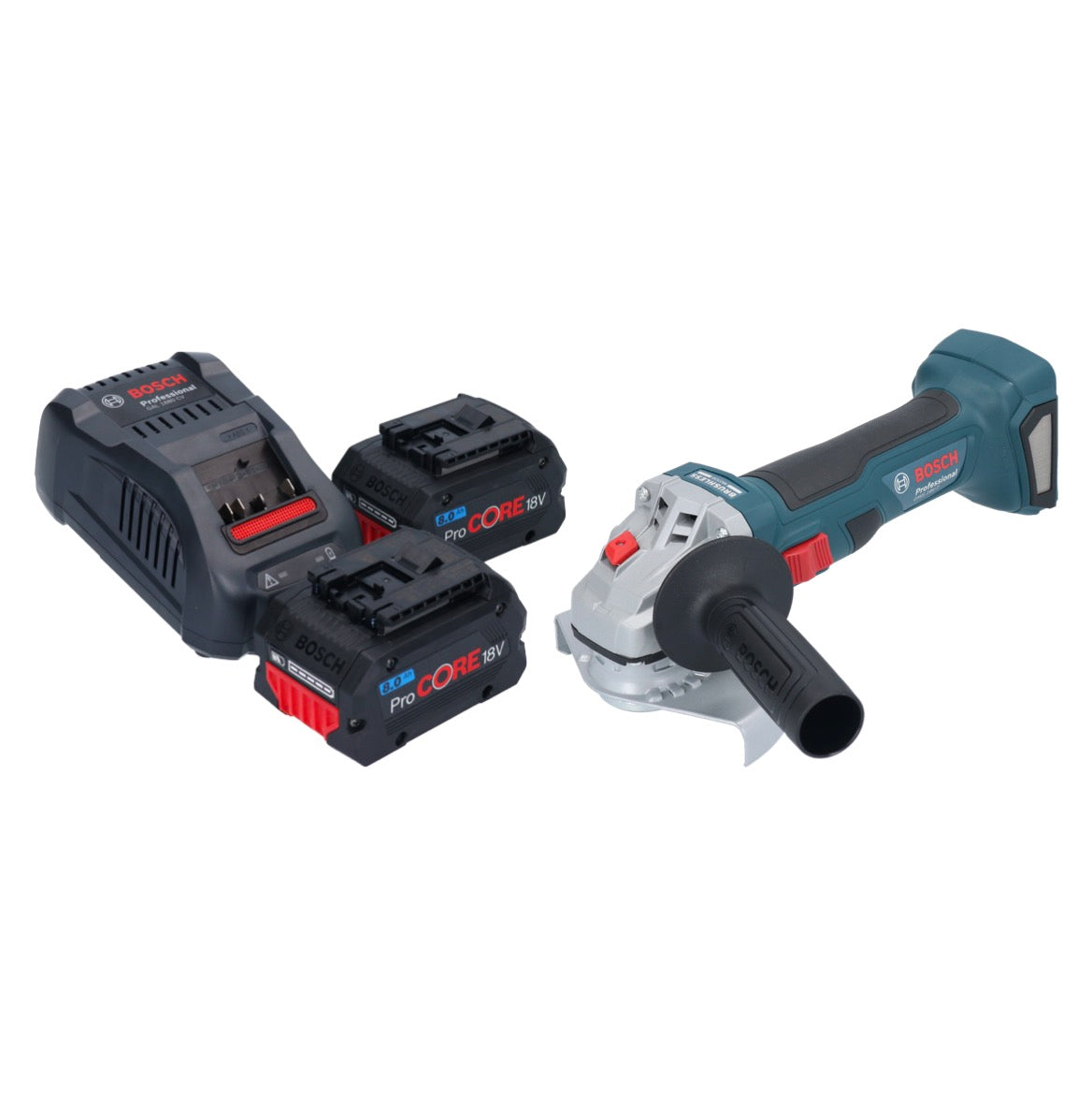 Bosch GWS 18V-7 Professional Akku Winkelschleifer 18 V 125 mm Brushless + 2x ProCORE Akku 8,0 Ah + Ladegerät