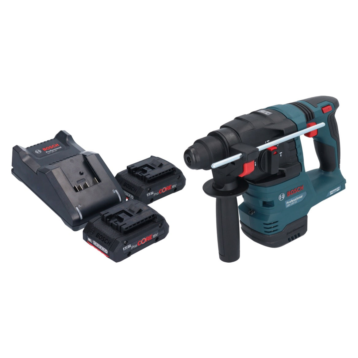 Bosch GBH 18V-22 Professional Akku Bohrhammer 18 V 1,9 J SDS Plus Brushless + 2x ProCORE Akku 4,0 Ah + Ladegerät