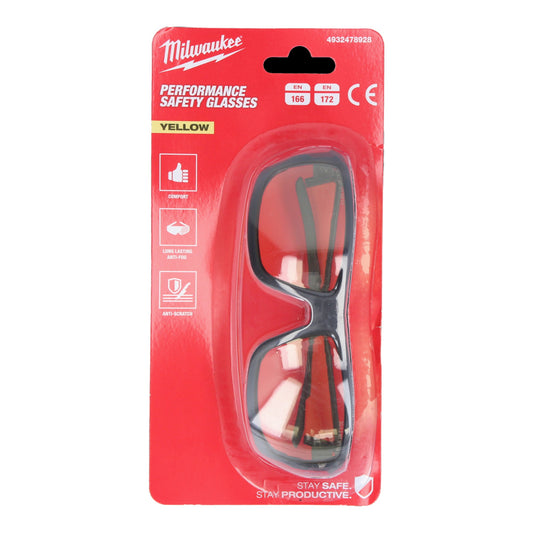 Milwaukee Performance Safety Glasses Yellow Schutzbrille ( 4932478928 ) gelb getönte Ausführung