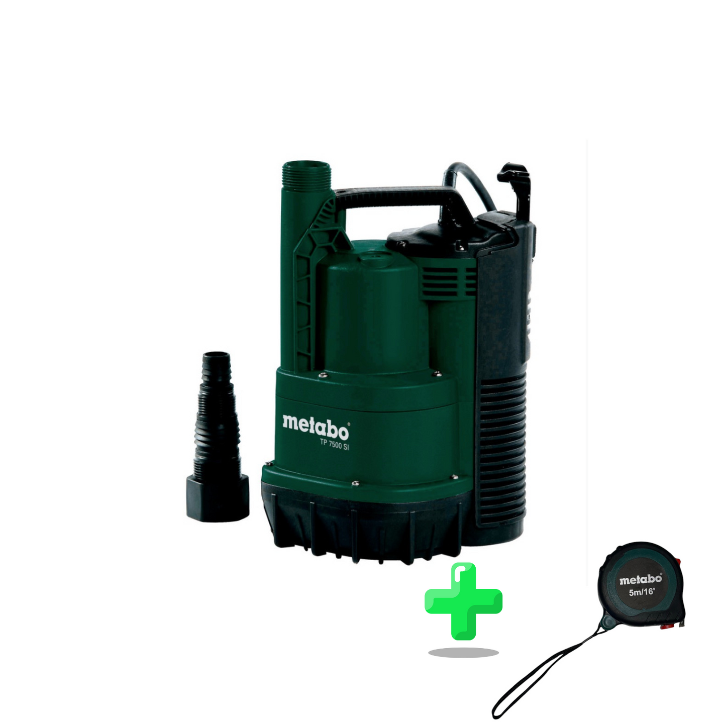 Metabo TP 7500 SI Klarwasser Tauchpumpe ( 0250750013 ) 300 Watt Fördermenge 7500 l/h + Metabo Maßband 5 Meter