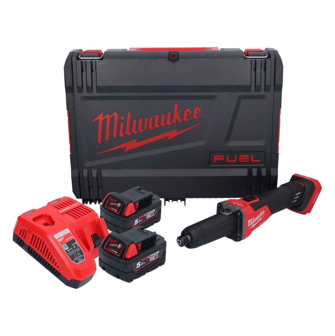 Milwaukee M18 FDGROVB-502X Akku Geradschleifer 18 V Brushless ( 4933480956 ) + 2x Akku 5,0 Ah + Ladegerät + HD Box