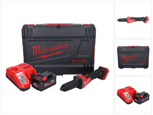 Milwaukee M18 FDGROVB-801X Akku Geradschleifer 18 V Brushless + 1x Akku 8,0 Ah + Ladegerät + HD Box