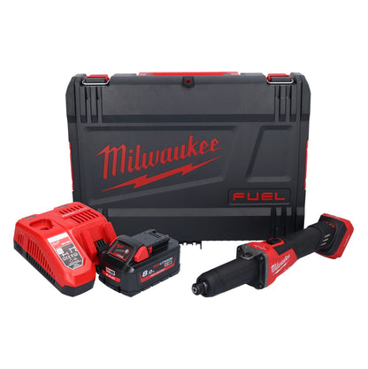 Milwaukee M18 FDGROVB-801X Akku Geradschleifer 18 V Brushless + 1x Akku 8,0 Ah + Ladegerät + HD Box