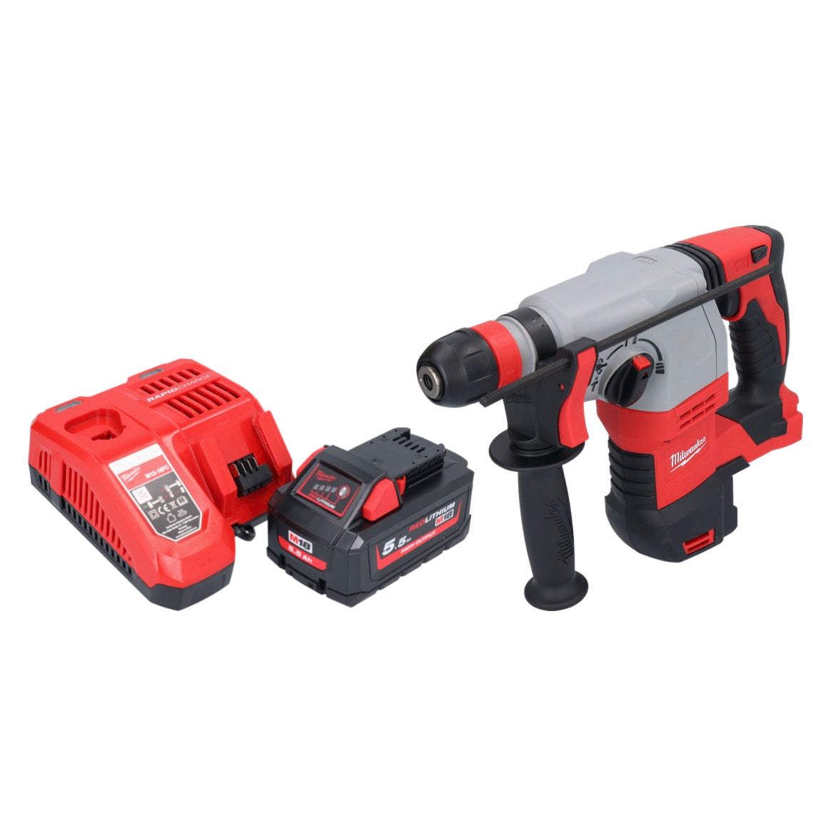 Milwaukee M18 HD18HX-551 Akku Kombihammer 18 V 2,4 J + 1x Akku 5,5 Ah + Ladegerät