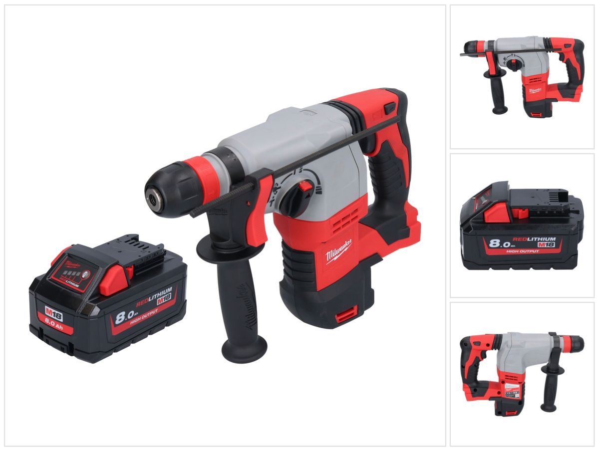 Marteau combiné à batterie Milwaukee M18 HD18HX-801 18 V 2,4 J + 1x batterie 8,0 Ah - sans chargeur