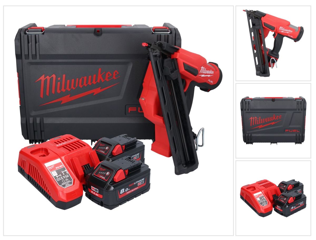 Milwaukee M18 FN15GA-802X Akku Nagler 18 V Brushless 32 - 64 mm + 2x Akku 8,0 Ah + Ladegerät + HD Box